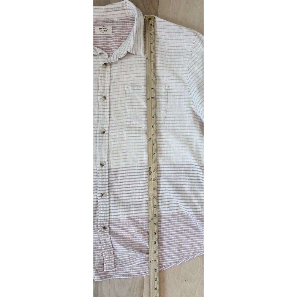 Marine Layer Shirt Mens XL Mini Stripe Stretch Selvage Short Sleeve Button Up - Picture 4 of 7